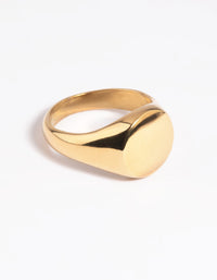 Waterproof Gold Plated Stainless Steel Signet Ring - link has visual effect only