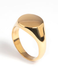 Waterproof Gold Plated Stainless Steel Signet Ring - link has visual effect only