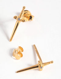 Gold Plated Sterling Silver Dagger Stud Earrings - link has visual effect only