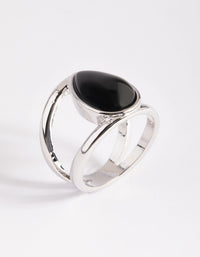 Silver Black Pear Stone Ring - link has visual effect only