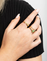 Gold Plated Diamante Pear Ring Stack Pack - link has visual effect only