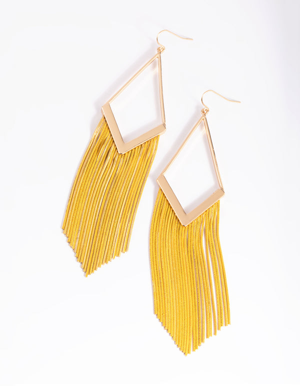 Yellow Snake Chain Drop Earrings