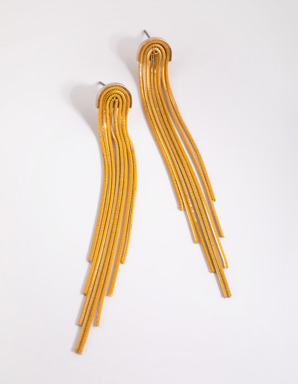 Yellow Waterfall Chain Drop Earrings