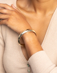 Gold Rounded Hinge Cuff Bracelet - link has visual effect only