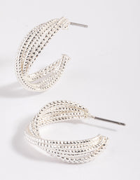 Rhodium Mini Criss Cross Hoop Earrings - link has visual effect only