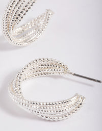 Rhodium Mini Criss Cross Hoop Earrings - link has visual effect only