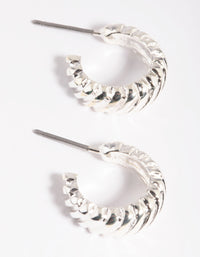 Silver Mini Text Hoop Earrings - link has visual effect only