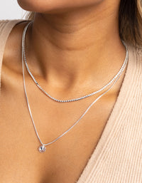 Silver Diamante Layered Necklace - link has visual effect only