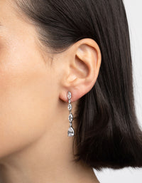 Silver Diamond Simulant Oval Drop Earrings - link has visual effect only