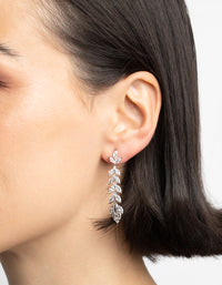 Silver Diamond Simulant Vine Drop Earrings - link has visual effect only