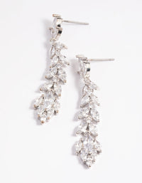 Silver Diamond Simulant Vine Drop Earrings - link has visual effect only