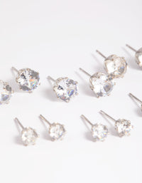 Rhodium Diamante Classic Stud Earring 8-Pack - link has visual effect only