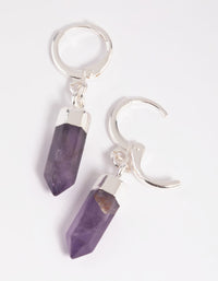 Purple Amethyst Shard Huggie-Hoop Earrings - link has visual effect only