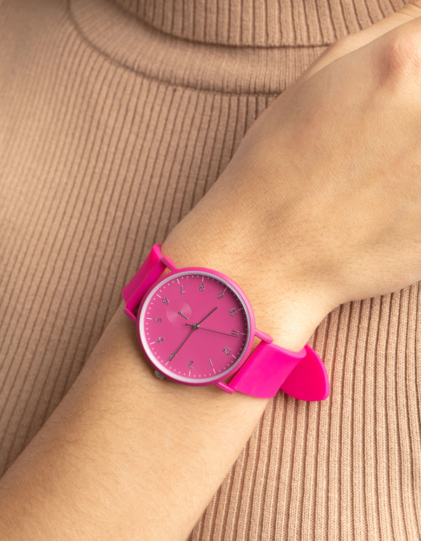 Pink Bright Silicon Strap Watch