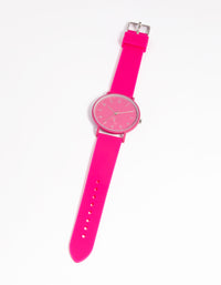 Pink Bright Silicon Strap Watch - link has visual effect only