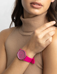 Pink Bright Silicon Strap Watch - link has visual effect only