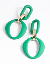 Green Linked Drop Earrings - link has visual effect only