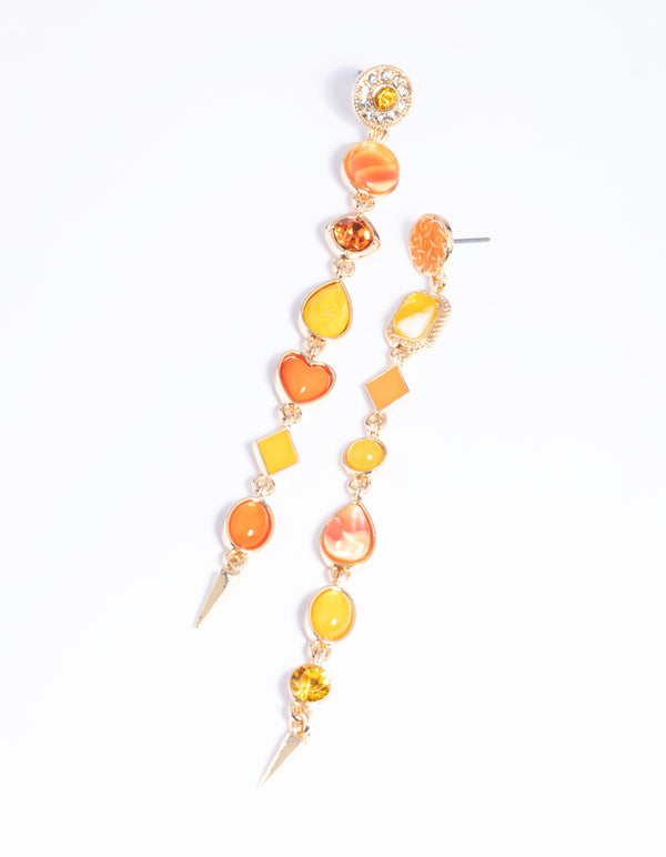 Orange Stone Drop Earrings