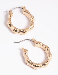 Gold Bamboo Huggie Hoop Earrings - link has visual effect only