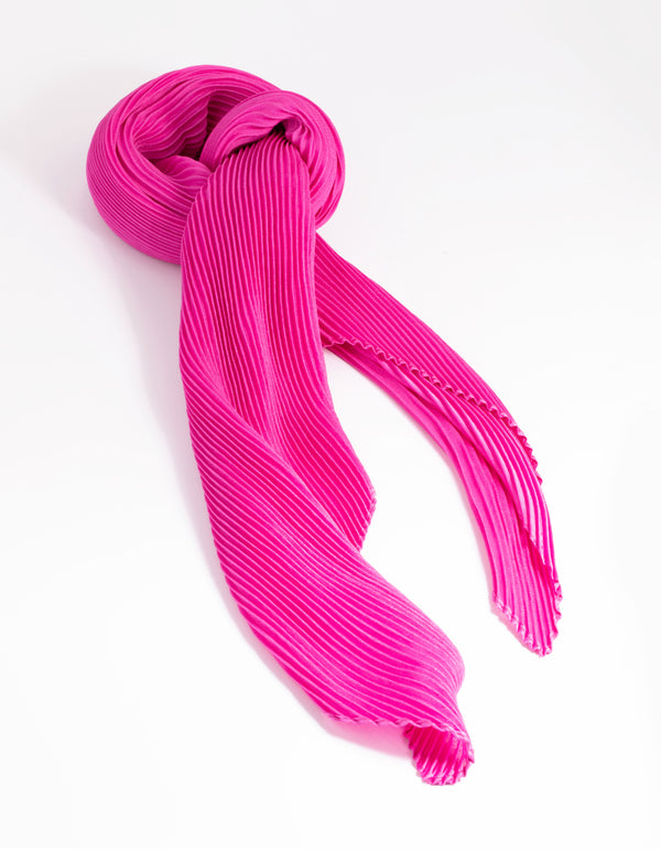 Pink Pleated Satin Bandana Hair Scarf