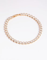 Gold Cubic Zirconia Tennis Bracelet - link has visual effect only