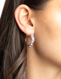 Lilac Diamante Hoop Earrings - link has visual effect only