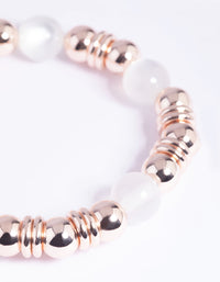 White Cats Eye Bead Bracelet - link has visual effect only