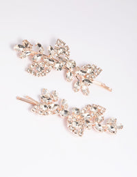 Rose Gold Diamante Navette Hair Slide Pack - link has visual effect only