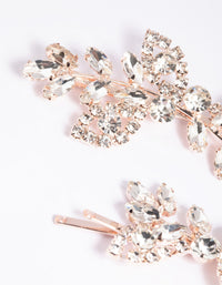 Rose Gold Diamante Navette Hair Slide Pack - link has visual effect only