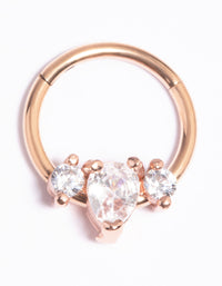 Rose Gold Plated Titanium Marquise Clicker Ring - link has visual effect only