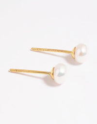 Gold Plated Sterling Silver Freshwater Pearl Stud Earrings - link has visual effect only