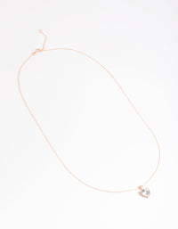 Rose Gold Plated Sterling Silver Cubic Zirconia Heart Necklace - link has visual effect only