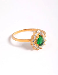 Gold Plated Sterling Silver Green Pear Ring - link has visual effect only