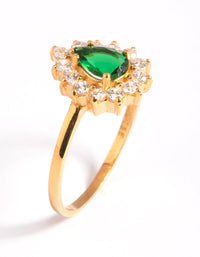 Gold Plated Sterling Silver Green Pear Ring - link has visual effect only