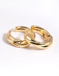 Gold Plated Chunky Molten Huggie Hoop Earrings - link has visual effect only