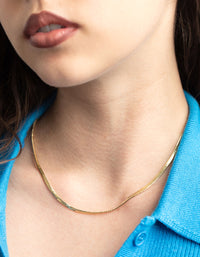 Gold Plated Herringbone Chain Necklace - link has visual effect only