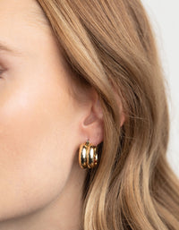 Gold Plated Brass Chubby Line Hoop Earrings - link has visual effect only