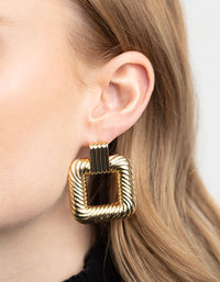 Gold Plated Square Door Knocker Earrings - link has visual effect only