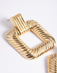 Gold Plated Square Door Knocker Earrings - link has visual effect only