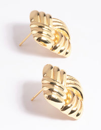 Gold Plated Square Woven Stud Earrings - link has visual effect only