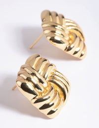 Gold Plated Square Woven Stud Earrings - link has visual effect only