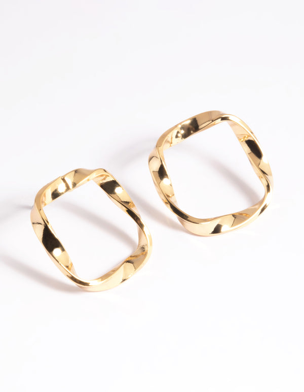 Gold Plated Flat Stud Earrings