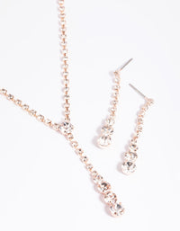 Rose Gold Diamante Necklace & Earrings Set - link has visual effect only