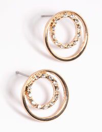 Gold Diamante Circle Necklace & Earrings Set - link has visual effect only