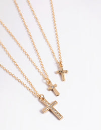 Gold Small & Medium Cross Necklace Pack - link has visual effect only