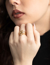 Gold Plated Cubic Zirconia Stone Ring - link has visual effect only