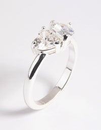 Silver Plated Cubic Zirconia Heart Ring - link has visual effect only