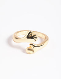 Gold Plated Hugging Hands Ring - link has visual effect only