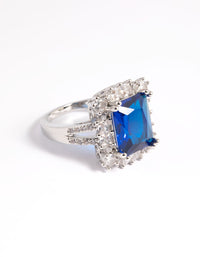 Sapphire Cubic Zirconia Asscher Ring - link has visual effect only