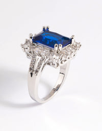 Sapphire Cubic Zirconia Asscher Ring - link has visual effect only